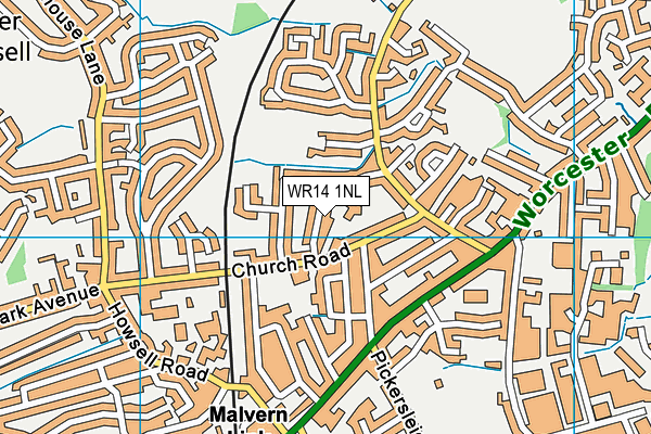 WR14 1NL map - OS VectorMap District (Ordnance Survey) WR14 1NL map - OS VectorMap District (Ordnance Survey)