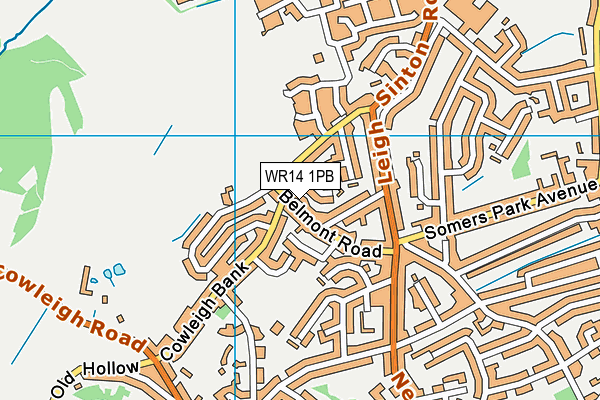 WR14 1PB map - OS VectorMap District (Ordnance Survey) WR14 1PB map - OS VectorMap District (Ordnance Survey)