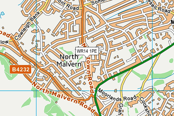 WR14 1PE map - OS VectorMap District (Ordnance Survey)