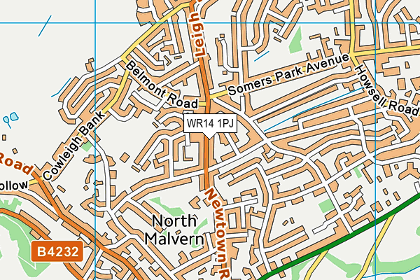 WR14 1PJ map - OS VectorMap District (Ordnance Survey) WR14 1PJ map - OS VectorMap District (Ordnance Survey)