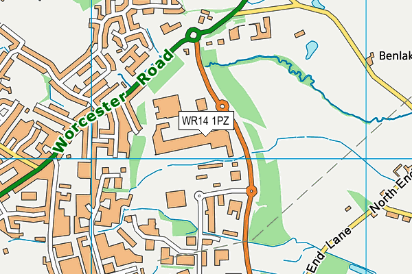 WR14 1PZ map - OS VectorMap District (Ordnance Survey) WR14 1PZ map - OS VectorMap District (Ordnance Survey)