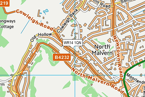 WR14 1QN map - OS VectorMap District (Ordnance Survey)