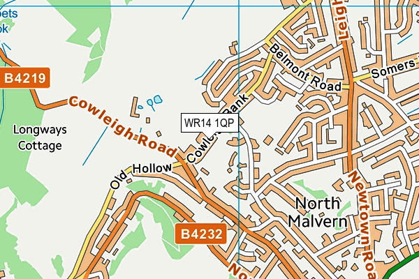 WR14 1QP map - OS VectorMap District (Ordnance Survey) WR14 1QP map - OS VectorMap District (Ordnance Survey)