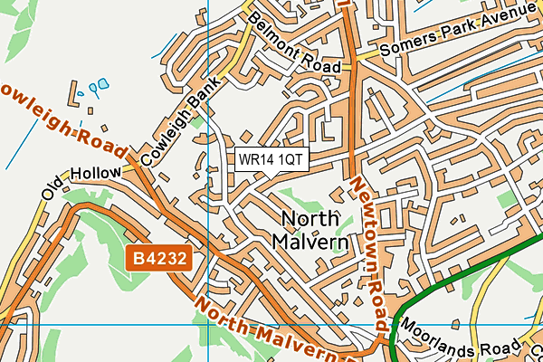 WR14 1QT map - OS VectorMap District (Ordnance Survey)