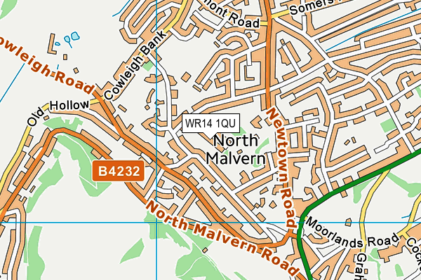 WR14 1QU map - OS VectorMap District (Ordnance Survey)