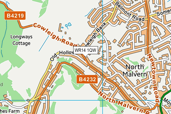 WR14 1QW map - OS VectorMap District (Ordnance Survey) WR14 1QW map - OS VectorMap District (Ordnance Survey)