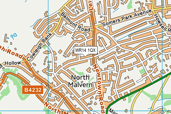 WR14 1QX map - OS VectorMap District (Ordnance Survey) WR14 1QX map - OS VectorMap District (Ordnance Survey)