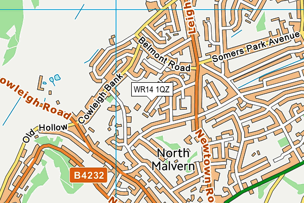 WR14 1QZ map - OS VectorMap District (Ordnance Survey) WR14 1QZ map - OS VectorMap District (Ordnance Survey)