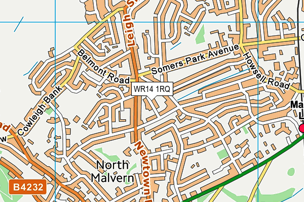 WR14 1RQ map - OS VectorMap District (Ordnance Survey) WR14 1RQ map - OS VectorMap District (Ordnance Survey)