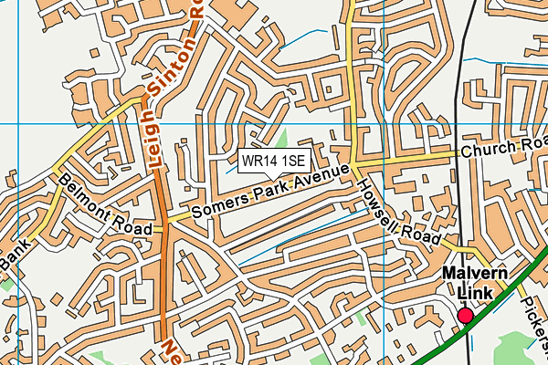 WR14 1SE map - OS VectorMap District (Ordnance Survey) WR14 1SE map - OS VectorMap District (Ordnance Survey)