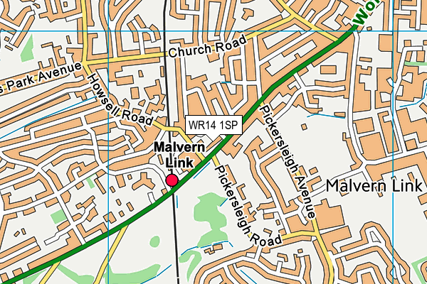 WR14 1SP map - OS VectorMap District (Ordnance Survey)