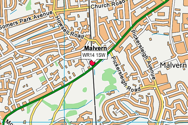 WR14 1SW map - OS VectorMap District (Ordnance Survey) WR14 1SW map - OS VectorMap District (Ordnance Survey)