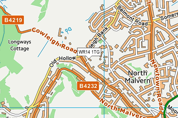 WR14 1TG map - OS VectorMap District (Ordnance Survey) WR14 1TG map - OS VectorMap District (Ordnance Survey)