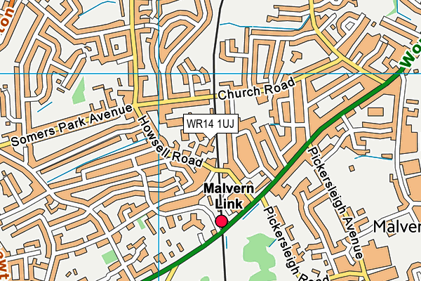 WR14 1UJ map - OS VectorMap District (Ordnance Survey) WR14 1UJ map - OS VectorMap District (Ordnance Survey)