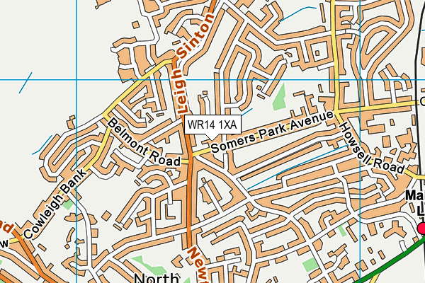 WR14 1XA map - OS VectorMap District (Ordnance Survey) WR14 1XA map - OS VectorMap District (Ordnance Survey)