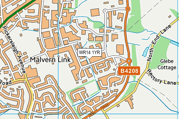 WR14 1YR map - OS VectorMap District (Ordnance Survey) WR14 1YR map - OS VectorMap District (Ordnance Survey)