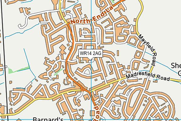 WR14 2AG map - OS VectorMap District (Ordnance Survey) WR14 2AG map - OS VectorMap District (Ordnance Survey)