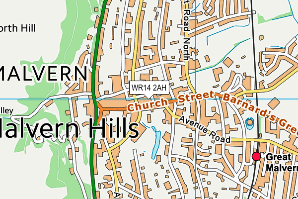 WR14 2AH map - OS VectorMap District (Ordnance Survey) WR14 2AH map - OS VectorMap District (Ordnance Survey)