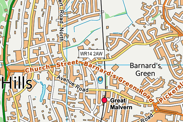 WR14 2AW map - OS VectorMap District (Ordnance Survey) WR14 2AW map - OS VectorMap District (Ordnance Survey)