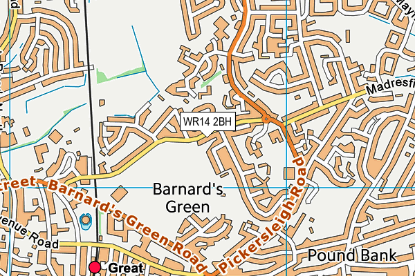 WR14 2BH map - OS VectorMap District (Ordnance Survey) WR14 2BH map - OS VectorMap District (Ordnance Survey)