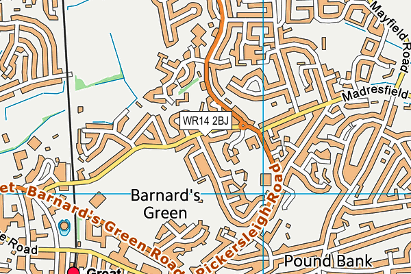 WR14 2BJ map - OS VectorMap District (Ordnance Survey) WR14 2BJ map - OS VectorMap District (Ordnance Survey)