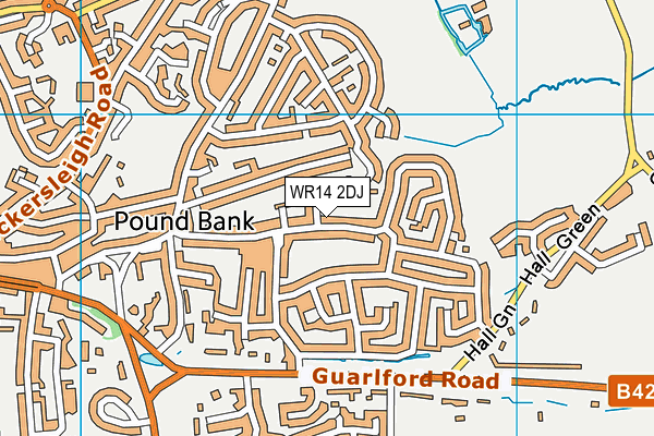 WR14 2DJ map - OS VectorMap District (Ordnance Survey) WR14 2DJ map - OS VectorMap District (Ordnance Survey)
