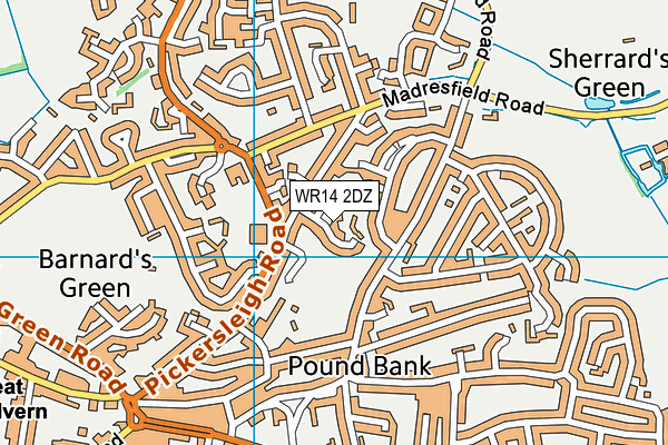 WR14 2DZ map - OS VectorMap District (Ordnance Survey) WR14 2DZ map - OS VectorMap District (Ordnance Survey)