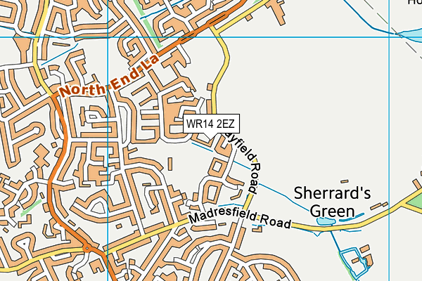 WR14 2EZ map - OS VectorMap District (Ordnance Survey) WR14 2EZ map - OS VectorMap District (Ordnance Survey)