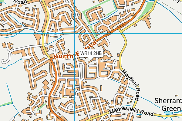 WR14 2HB map - OS VectorMap District (Ordnance Survey) WR14 2HB map - OS VectorMap District (Ordnance Survey)
