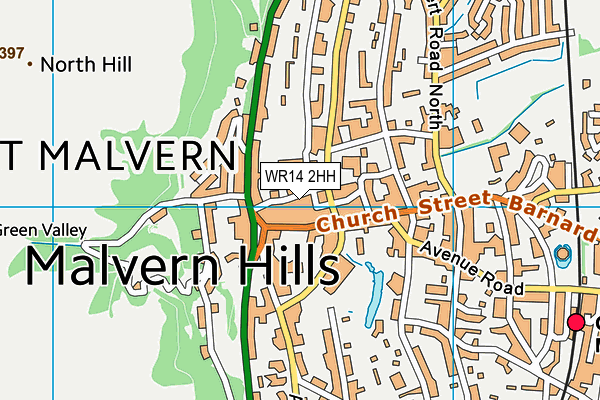 WR14 2HH map - OS VectorMap District (Ordnance Survey) WR14 2HH map - OS VectorMap District (Ordnance Survey)