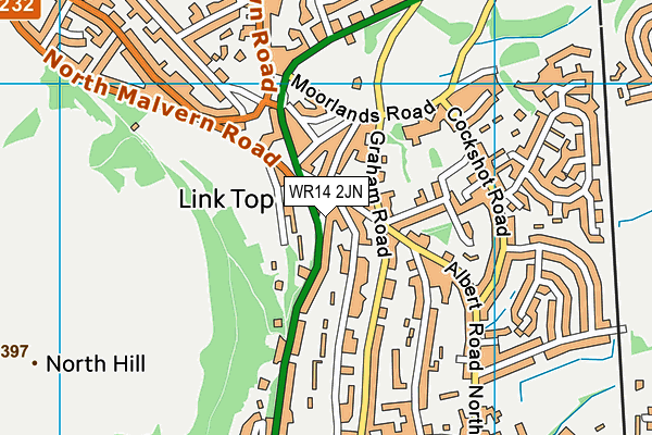 WR14 2JN map - OS VectorMap District (Ordnance Survey)