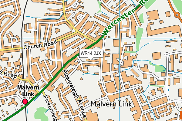 WR14 2JX map - OS VectorMap District (Ordnance Survey)