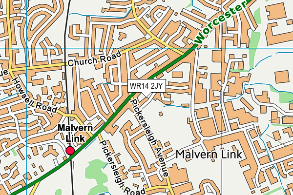 WR14 2JY map - OS VectorMap District (Ordnance Survey) WR14 2JY map - OS VectorMap District (Ordnance Survey)