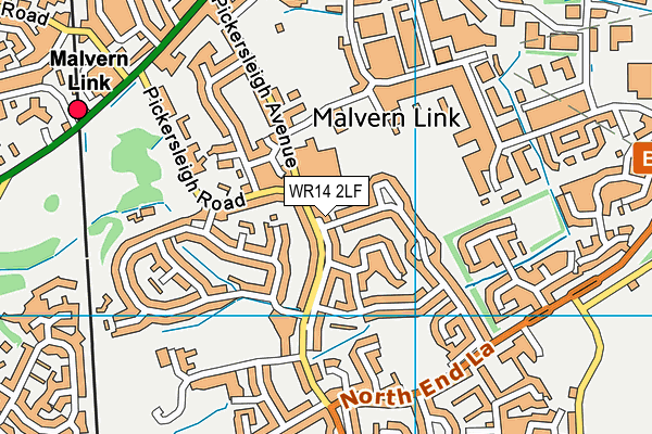 WR14 2LF map - OS VectorMap District (Ordnance Survey) WR14 2LF map - OS VectorMap District (Ordnance Survey)
