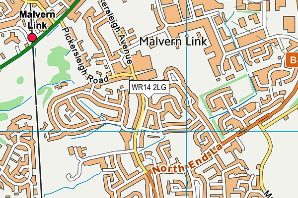 WR14 2LG map - OS VectorMap District (Ordnance Survey) WR14 2LG map - OS VectorMap District (Ordnance Survey)