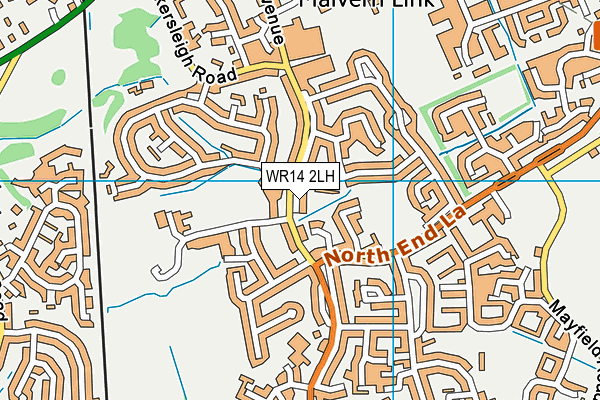 WR14 2LH map - OS VectorMap District (Ordnance Survey) WR14 2LH map - OS VectorMap District (Ordnance Survey)