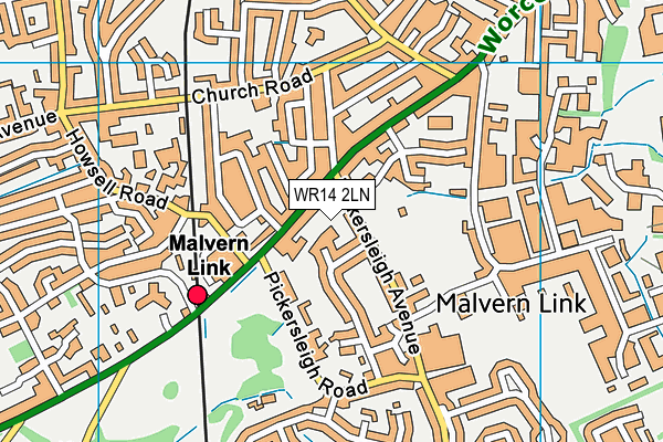 WR14 2LN map - OS VectorMap District (Ordnance Survey) WR14 2LN map - OS VectorMap District (Ordnance Survey)