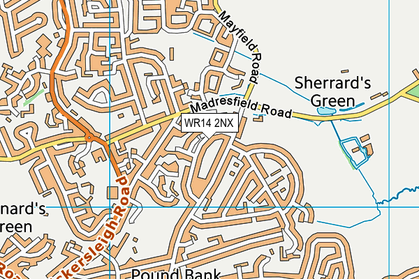 WR14 2NX map - OS VectorMap District (Ordnance Survey) WR14 2NX map - OS VectorMap District (Ordnance Survey)