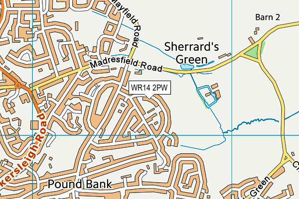 WR14 2PW map - OS VectorMap District (Ordnance Survey) WR14 2PW map - OS VectorMap District (Ordnance Survey)