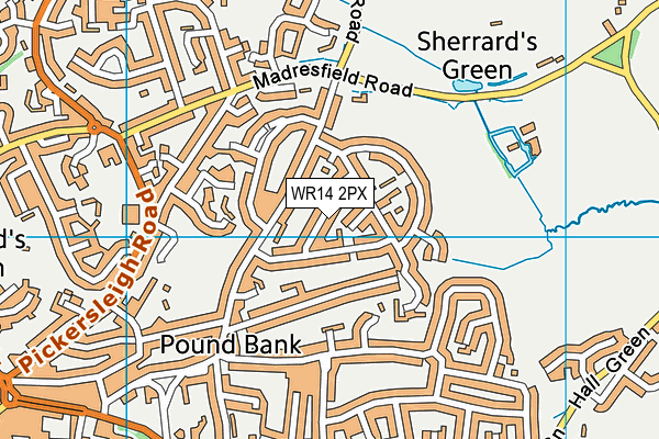 WR14 2PX map - OS VectorMap District (Ordnance Survey) WR14 2PX map - OS VectorMap District (Ordnance Survey)
