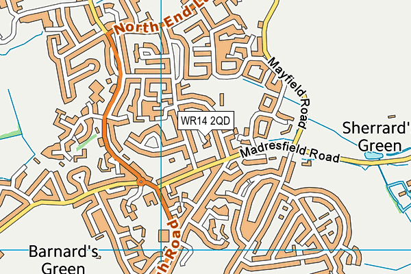 WR14 2QD map - OS VectorMap District (Ordnance Survey) WR14 2QD map - OS VectorMap District (Ordnance Survey)