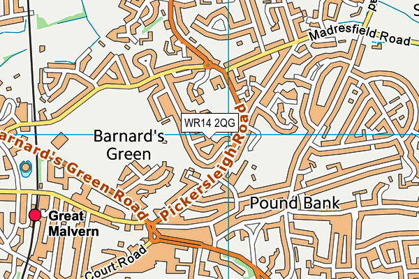 WR14 2QG map - OS VectorMap District (Ordnance Survey) WR14 2QG map - OS VectorMap District (Ordnance Survey)