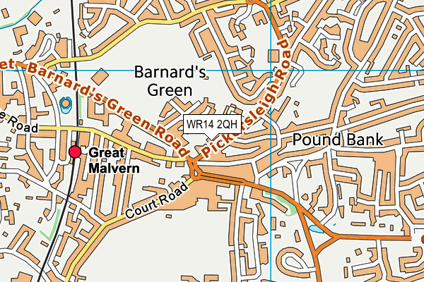 WR14 2QH map - OS VectorMap District (Ordnance Survey)