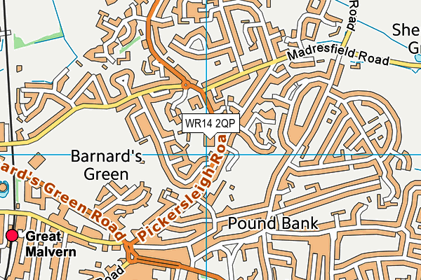 WR14 2QP map - OS VectorMap District (Ordnance Survey) WR14 2QP map - OS VectorMap District (Ordnance Survey)