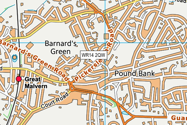 WR14 2QW map - OS VectorMap District (Ordnance Survey) WR14 2QW map - OS VectorMap District (Ordnance Survey)
