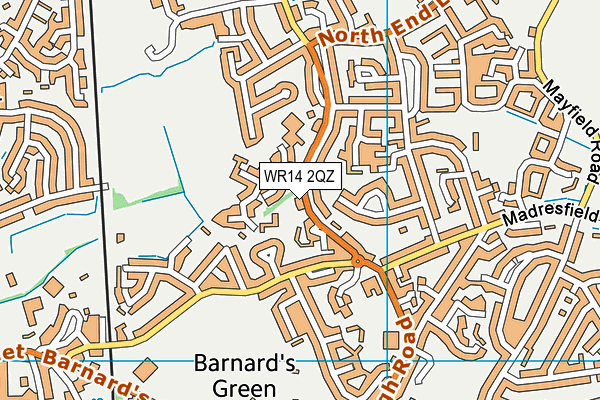 WR14 2QZ map - OS VectorMap District (Ordnance Survey) WR14 2QZ map - OS VectorMap District (Ordnance Survey)