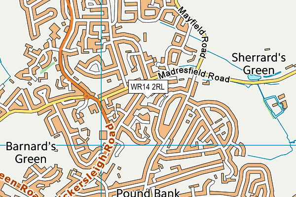 WR14 2RL map - OS VectorMap District (Ordnance Survey) WR14 2RL map - OS VectorMap District (Ordnance Survey)
