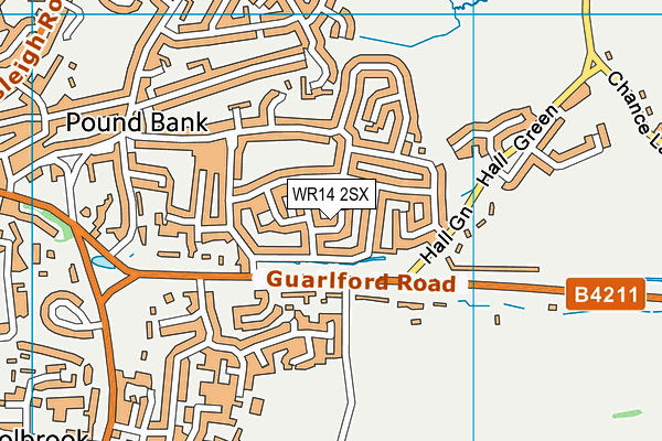 WR14 2SX map - OS VectorMap District (Ordnance Survey)