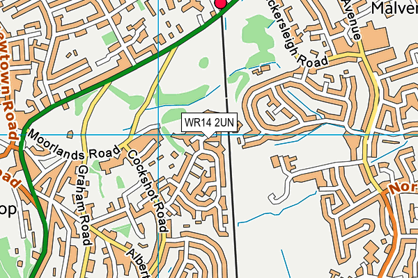 WR14 2UN map - OS VectorMap District (Ordnance Survey)