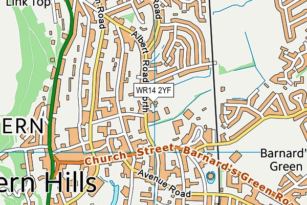WR14 2YF map - OS VectorMap District (Ordnance Survey) WR14 2YF map - OS VectorMap District (Ordnance Survey)